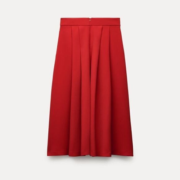 Nwt ZARA TAILORED VOLUMINOUS SKIRT RED - Picture 8 of 15